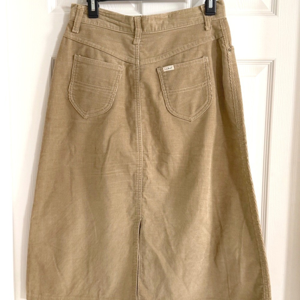 Vintage L.L. Bean Corduroy‎ Midi Skirt Tan Khaki High Waisted A-Line Size 12 USA - Picture 3 of 12
